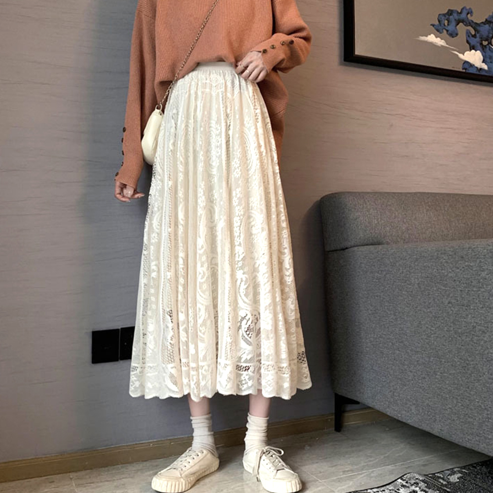 デート服 花柄レース ロングスカート デート用