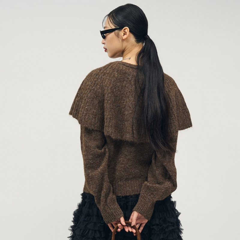 ケープ風ニットセーター韓国風デート服3色