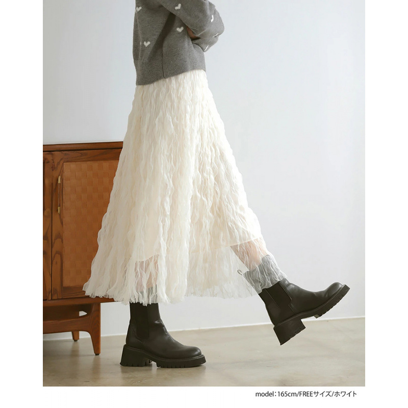 デート服 ふわふわチュールスカート韓国風レディース2色