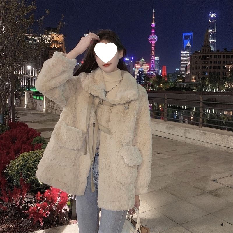 デート服 秋冬新作もこもこボアコート暖か襟付きポケット付き