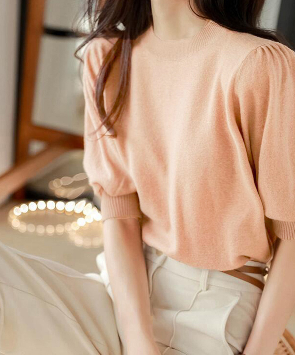デート服 夏のデート用 パフスリーブサマーニット