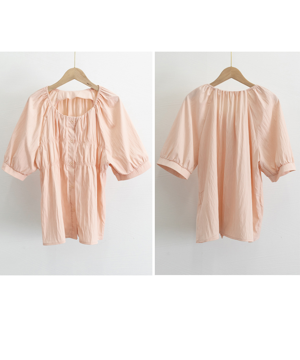 デート服 夏のデート向け シャーリングパフ袖ブラウス