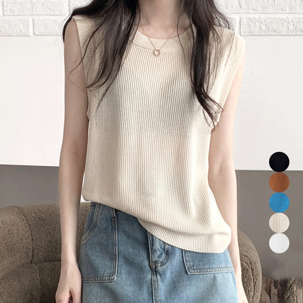 デート服 夏のデートにぴったり リブニットノースリーブトップス