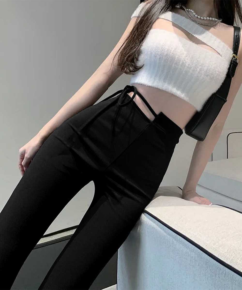 デート服 ウエストカット美脚フレアズボン
