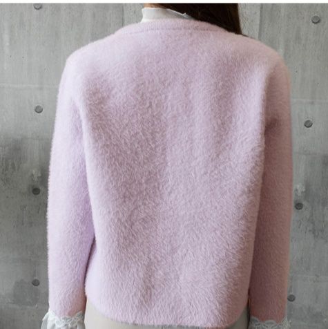 デート服秋のデート 大きなリボンが可愛いふわふわニットカーディガン