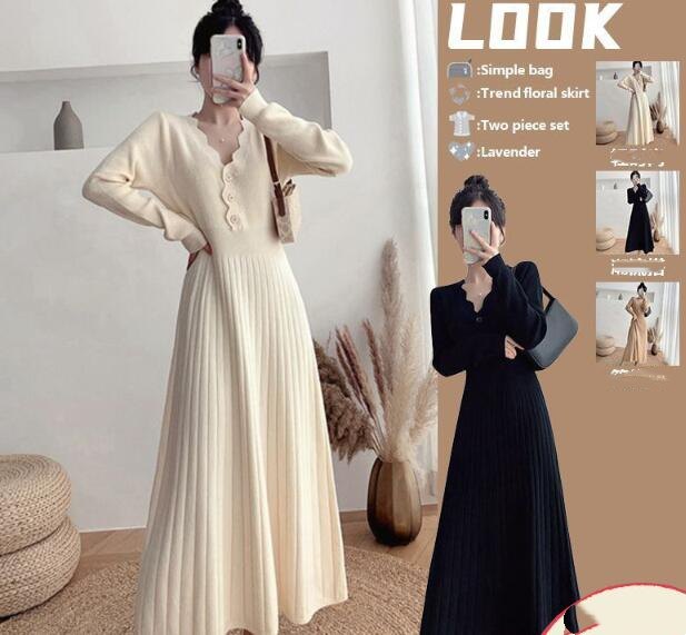 デート服 レディースニットスカートワンピース