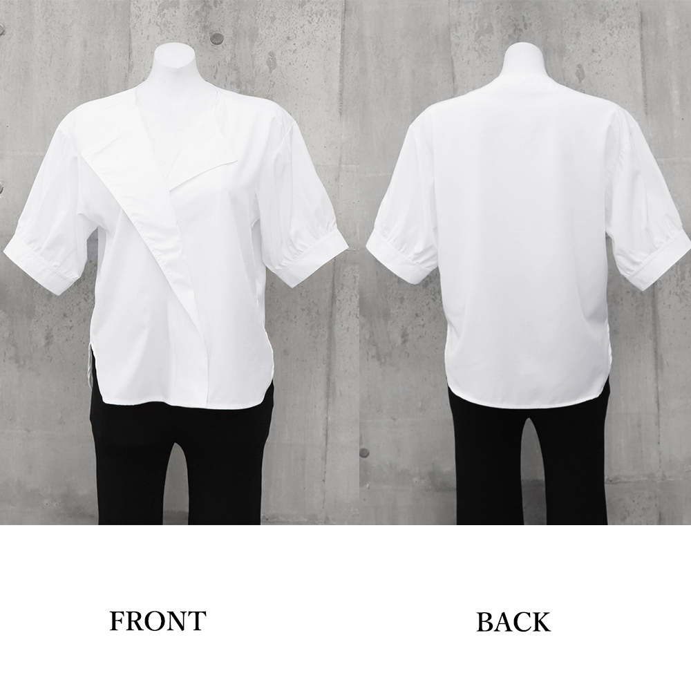 デート服 夏のデート向け Vネックシャツブラウス 上品半袖