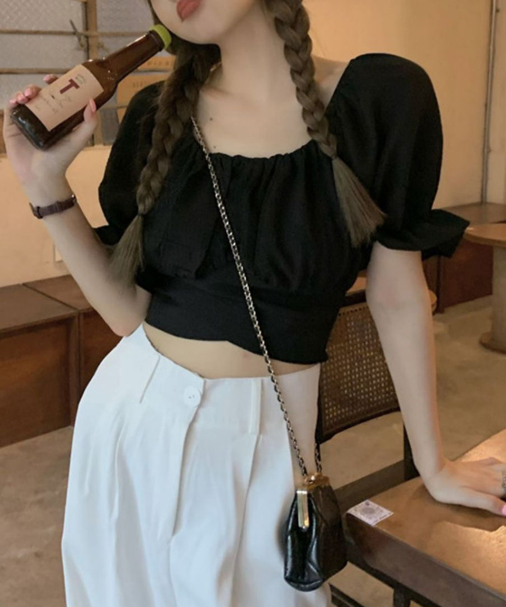 デート服 背中リボン付きオフショルダーブラウス