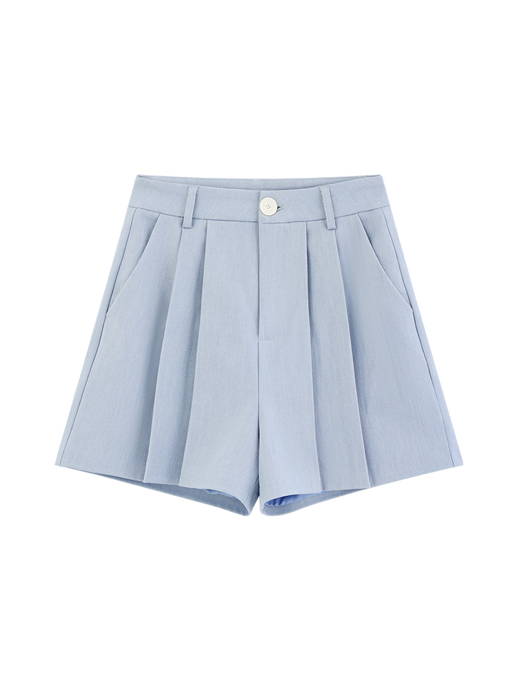 タックプリーツハイウエストショートパンツ｜デート服