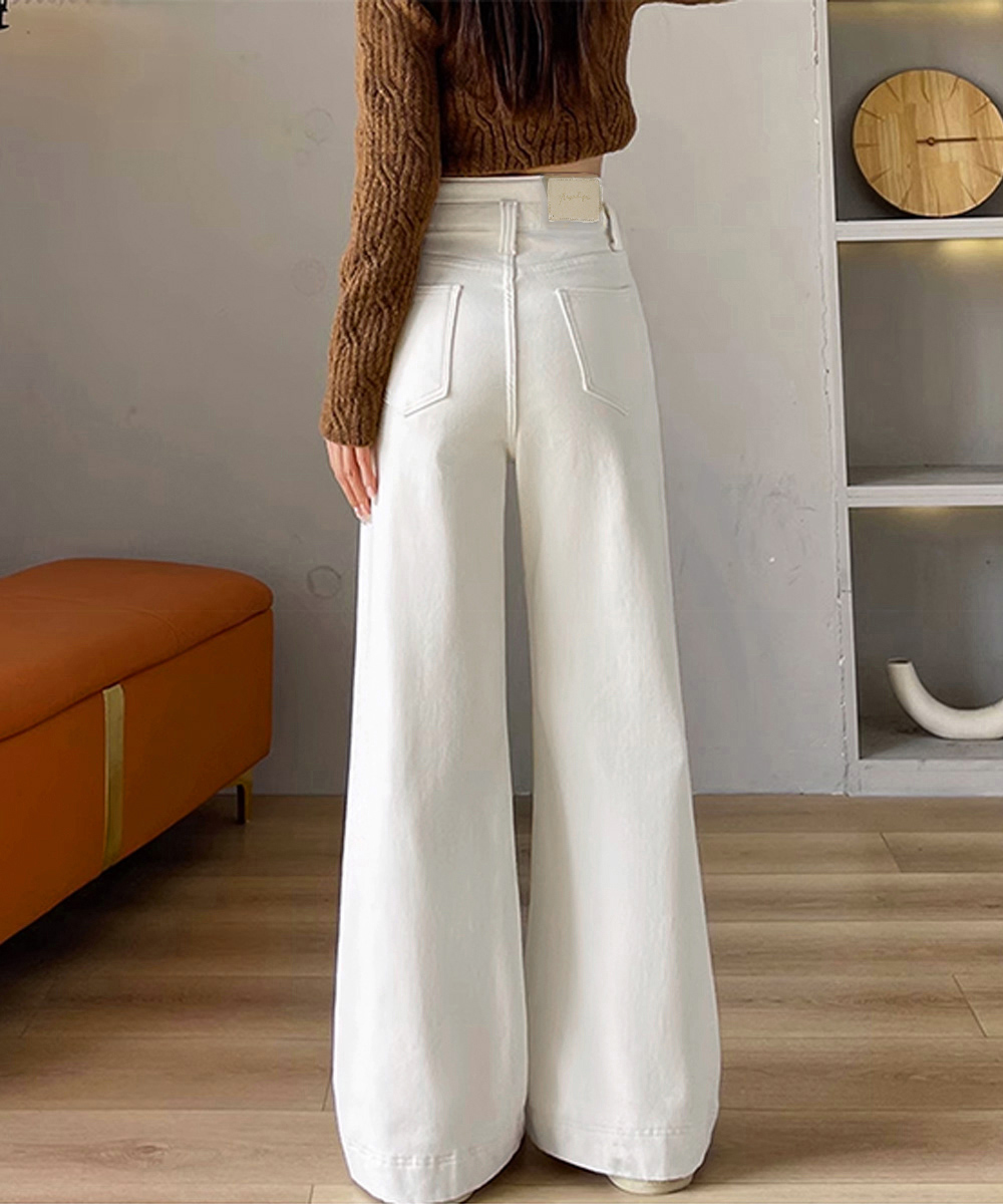 デート服 ハイウエスト美脚フレアデニムパンツ