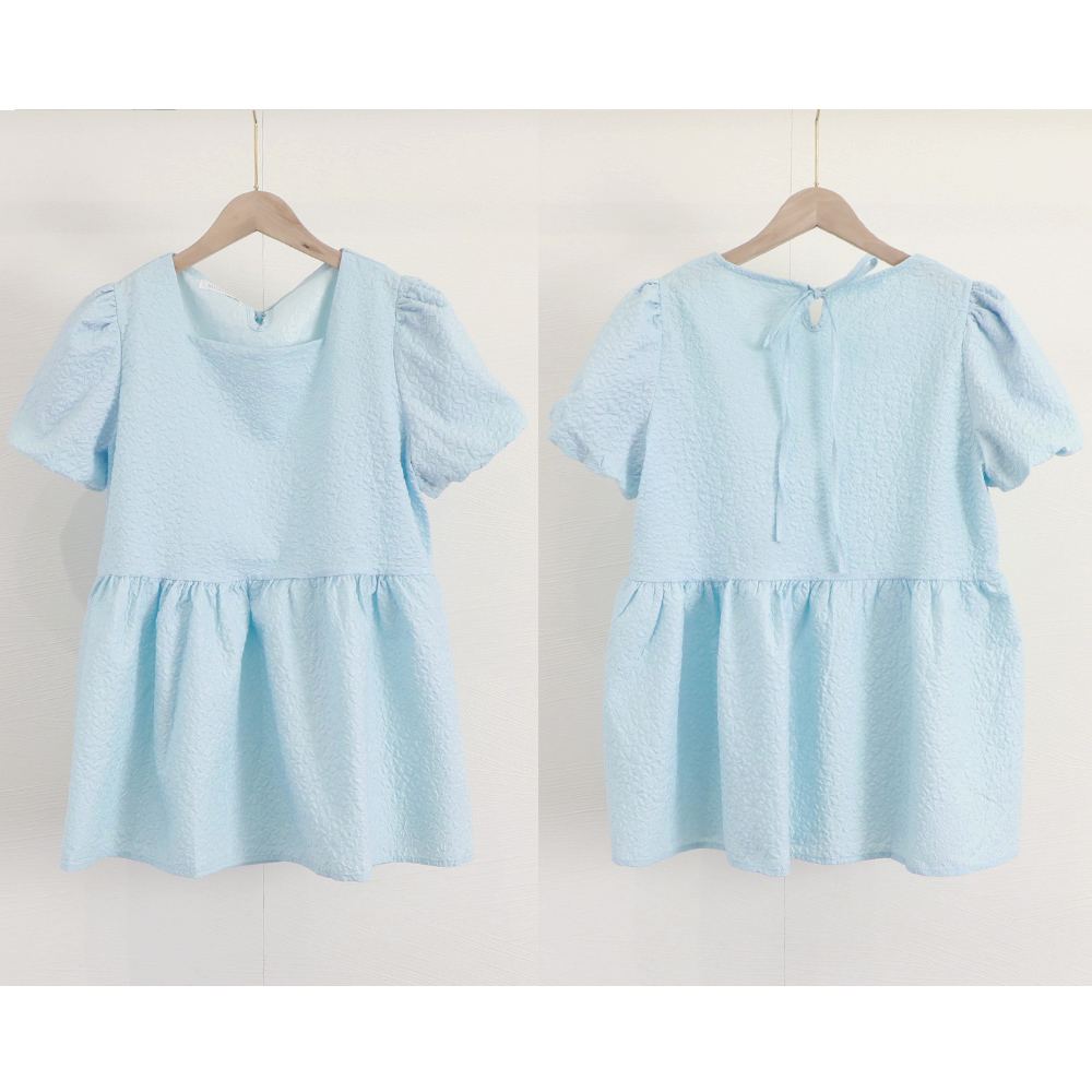 デート服 夏のデート向け スクエアネック ペプラムブラウス