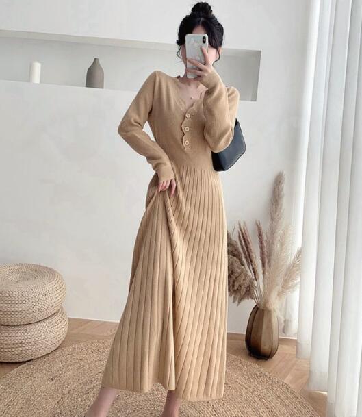 デート服 レディースニットスカートワンピース