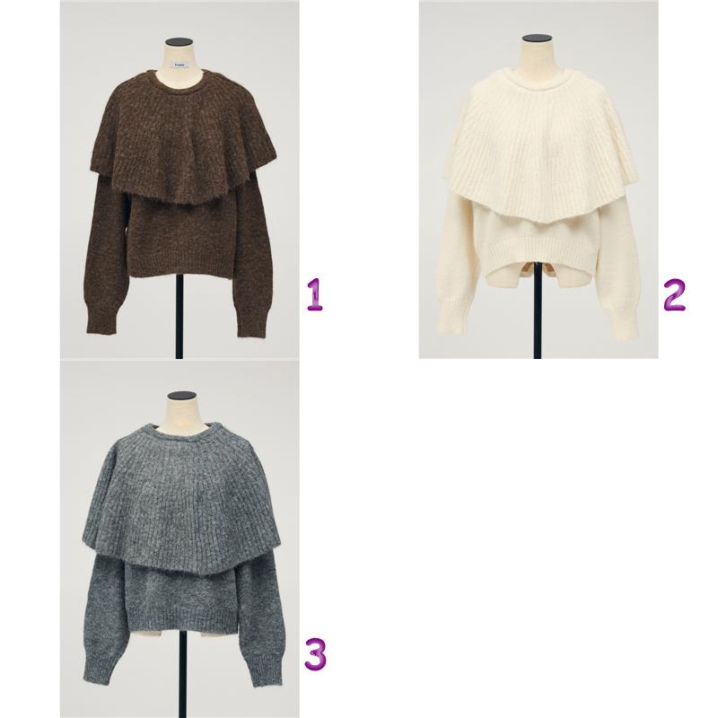 ケープ風ニットセーター韓国風デート服3色