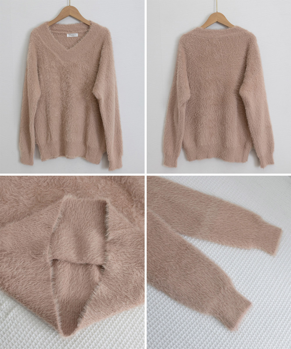 デート服 ふわふわシャギーニット秋冬あったかトップス