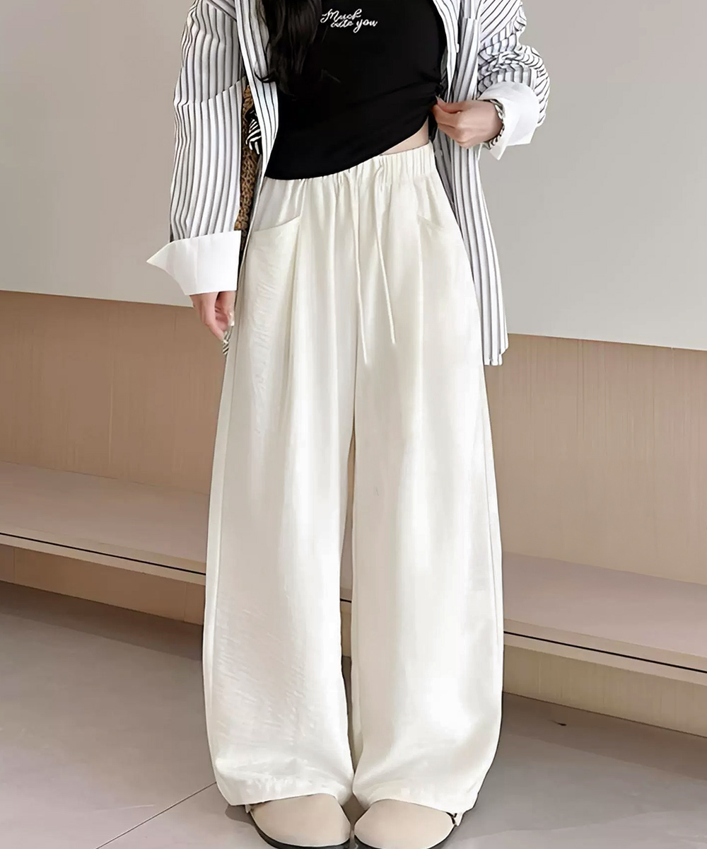 デート服 楽ちんウエストゴムワイドズボン