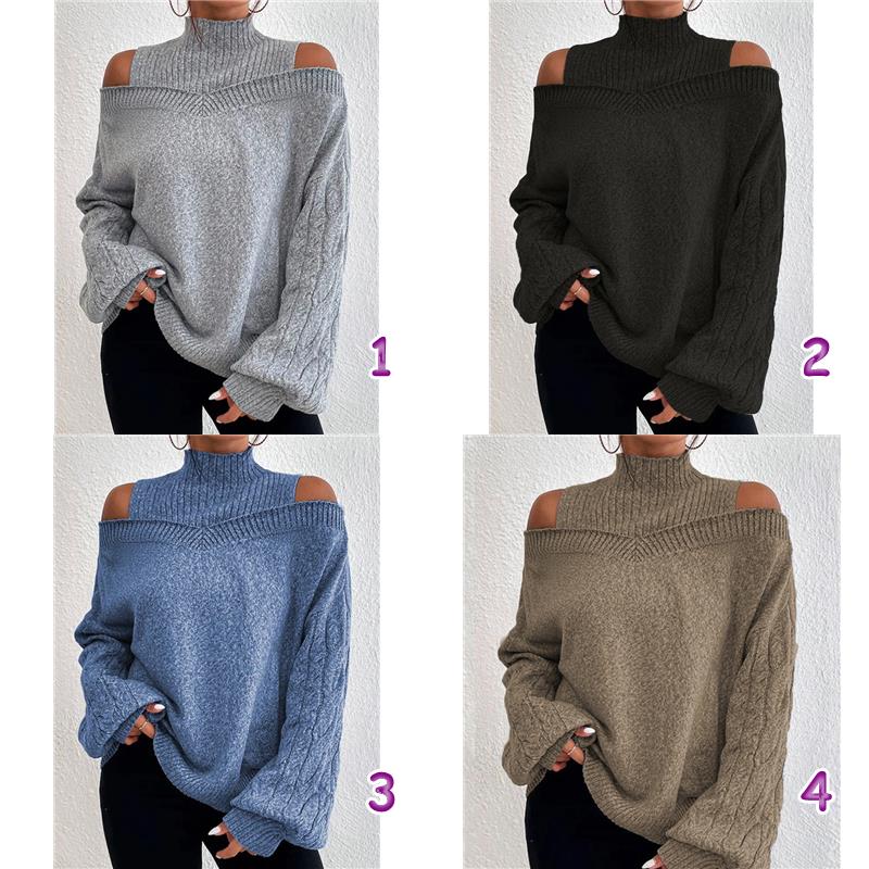 デート服 肩見せニットセーター タートルネック 4色展開