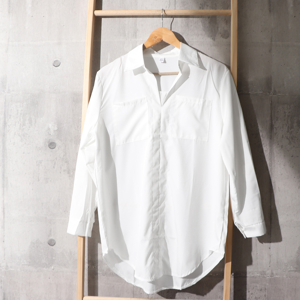 デート服 夏のデート向け スキッパーロングシャツ