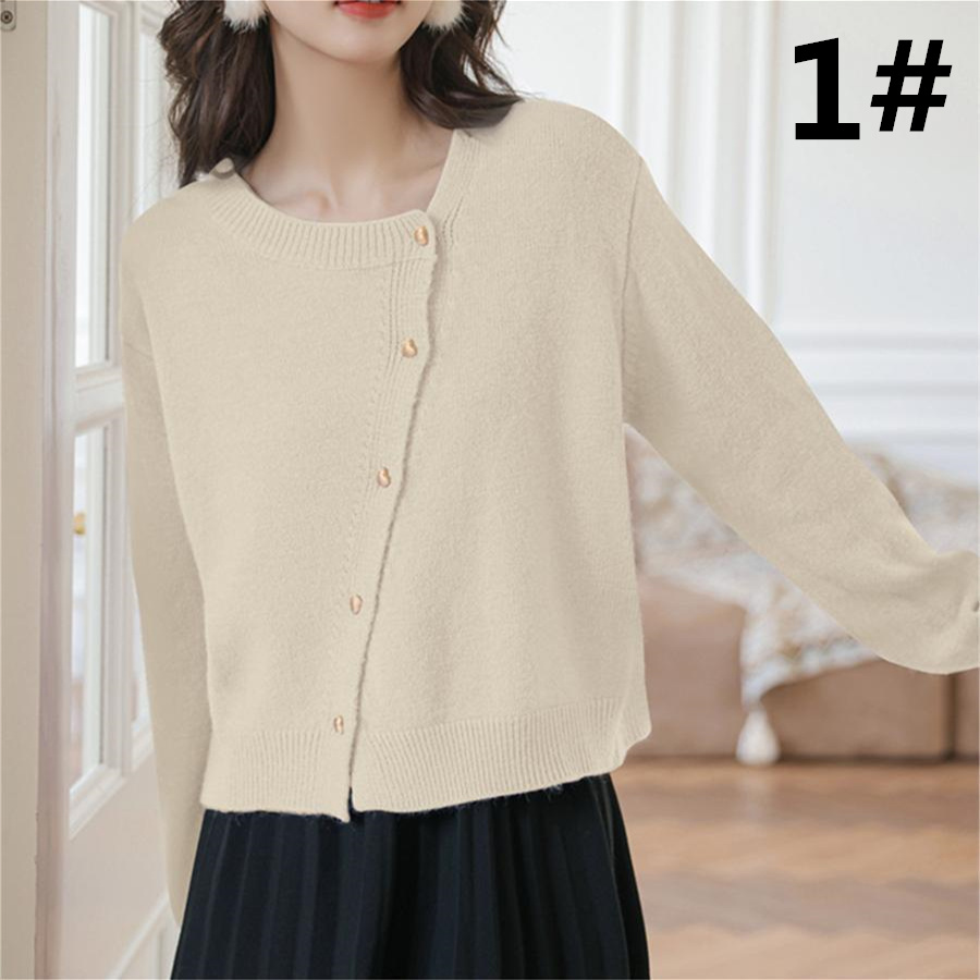 デート服 秋冬新作 やわらか無地カーディガン 長袖ニット