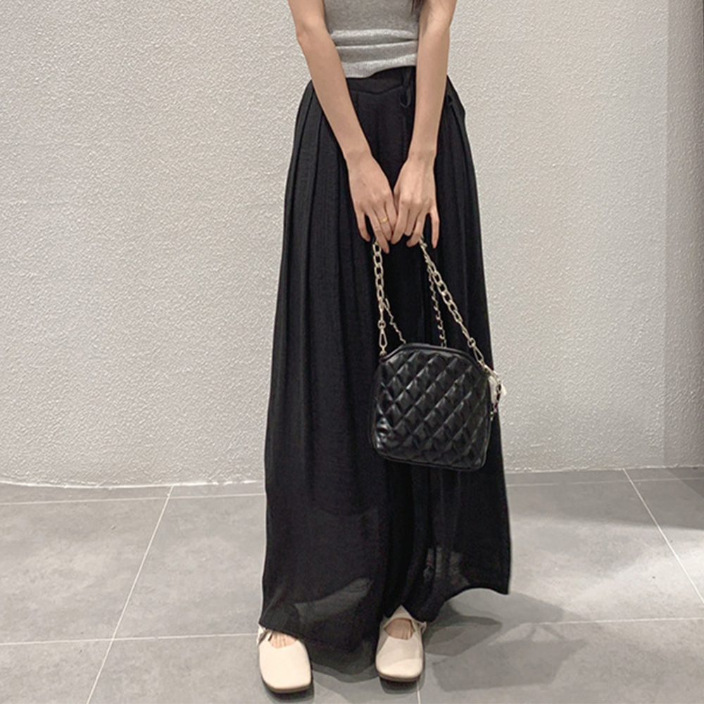 デート服 スカート見えする綿麻とろみワイドズボン