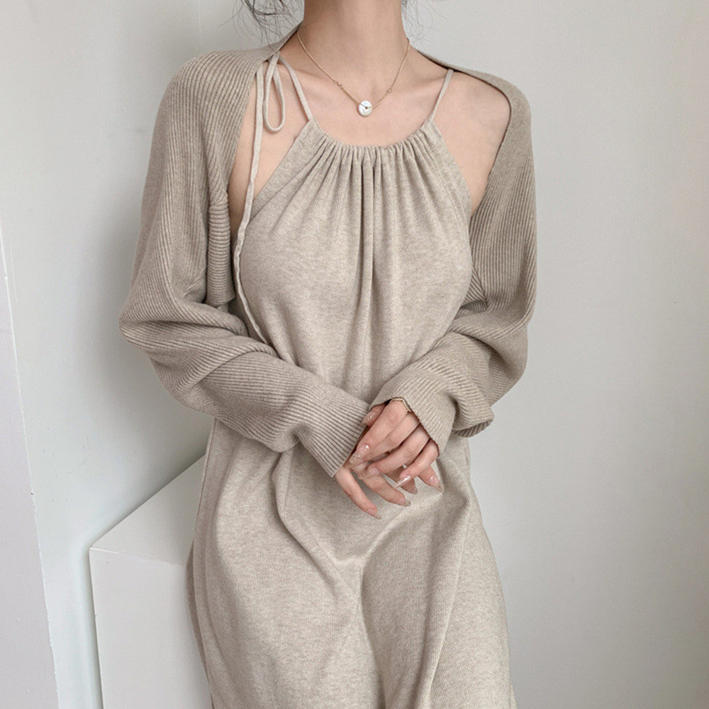 デート服 大人可愛い キャミワンピース＆ニットボレロ セット