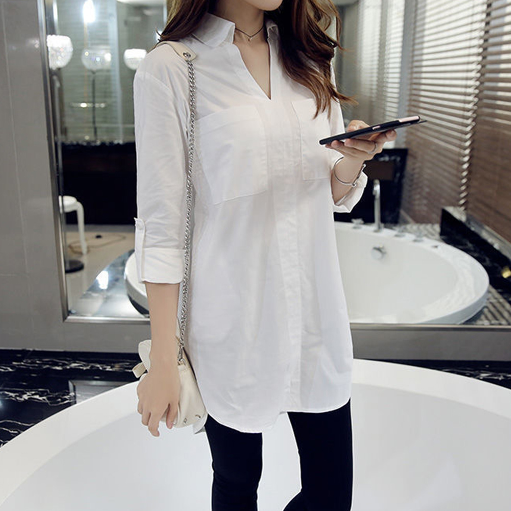デート服 夏のデート向け スキッパーロングシャツ