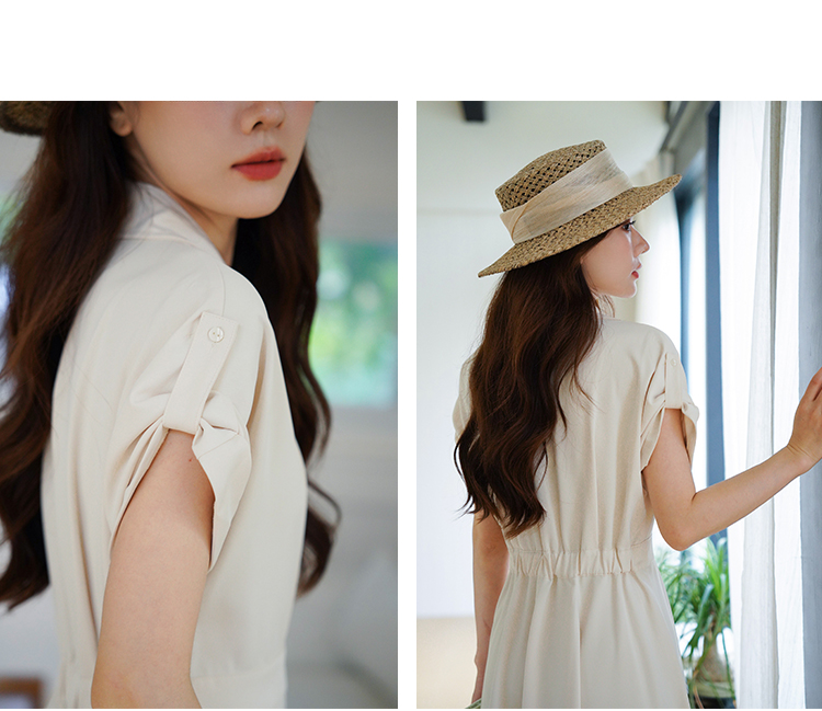 ウエストタック半袖シャツワンピース｜デート服