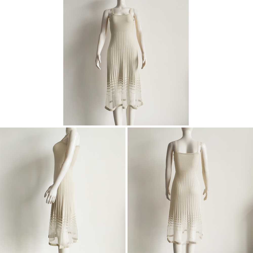 デート服 裾シースルー キャミニットワンピース 夏