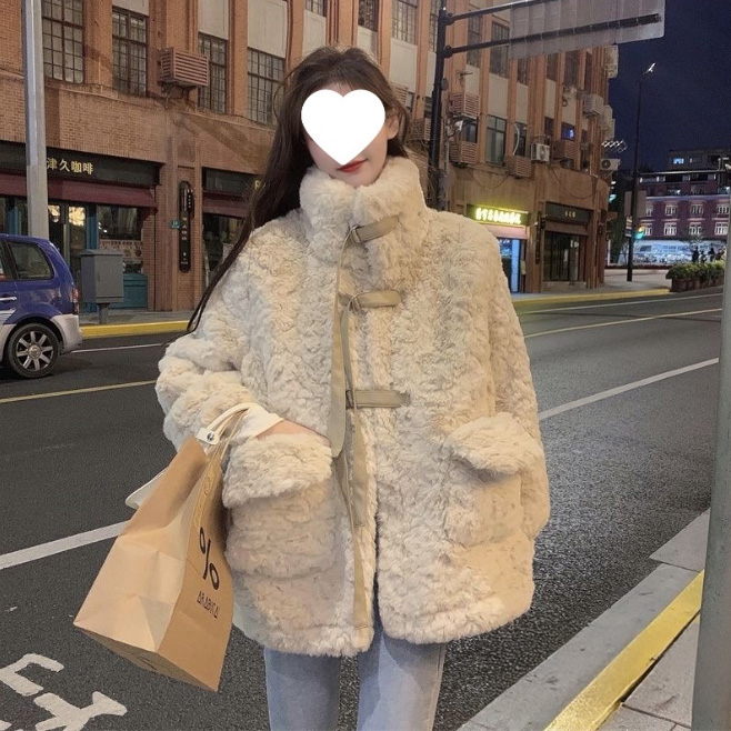 デート服 秋冬新作もこもこボアコート暖か襟付きポケット付き