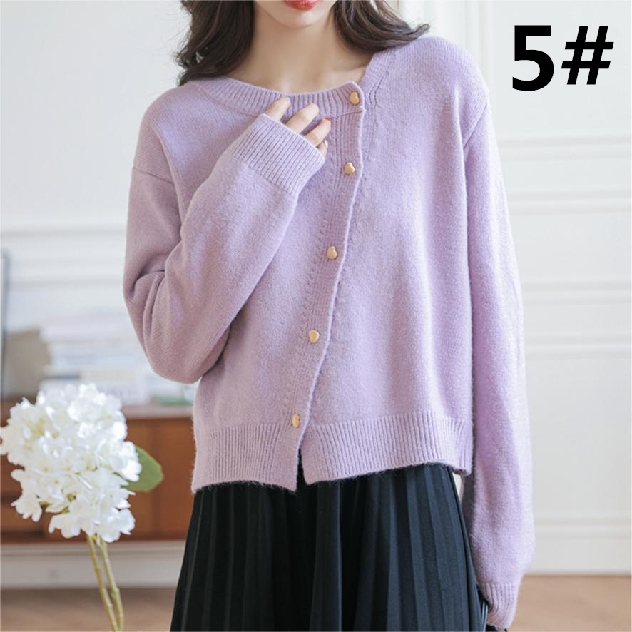 デート服 秋冬新作 やわらか無地カーディガン 長袖ニット
