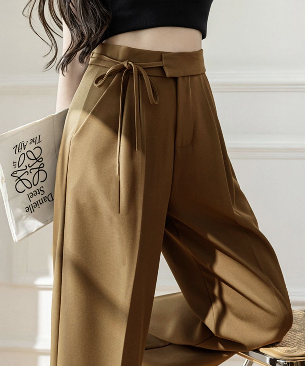 デート服 ハイウエストリボンズボン 美脚効果 デート向け