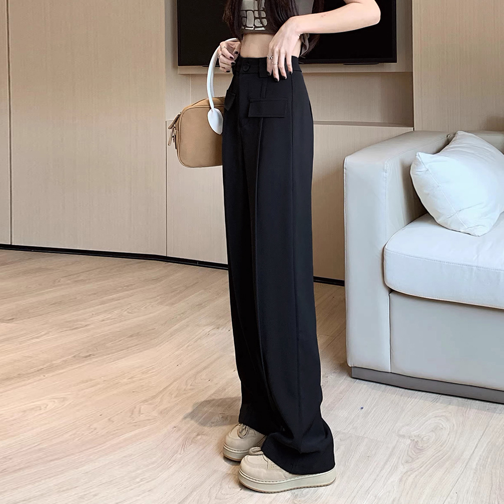 デート服 美脚効果 ハイウエストタック入りワイドズボン