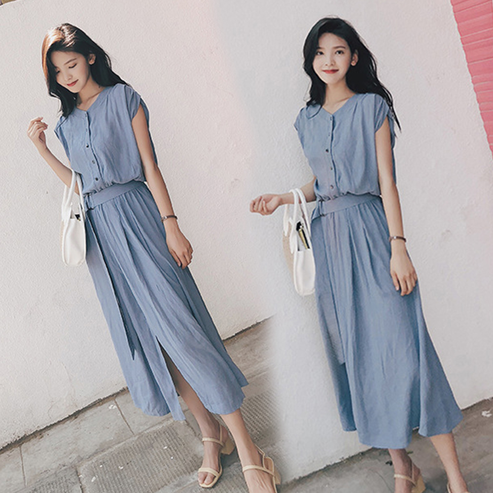 デート服 上品シルエット ベルト付きシャツワンピース