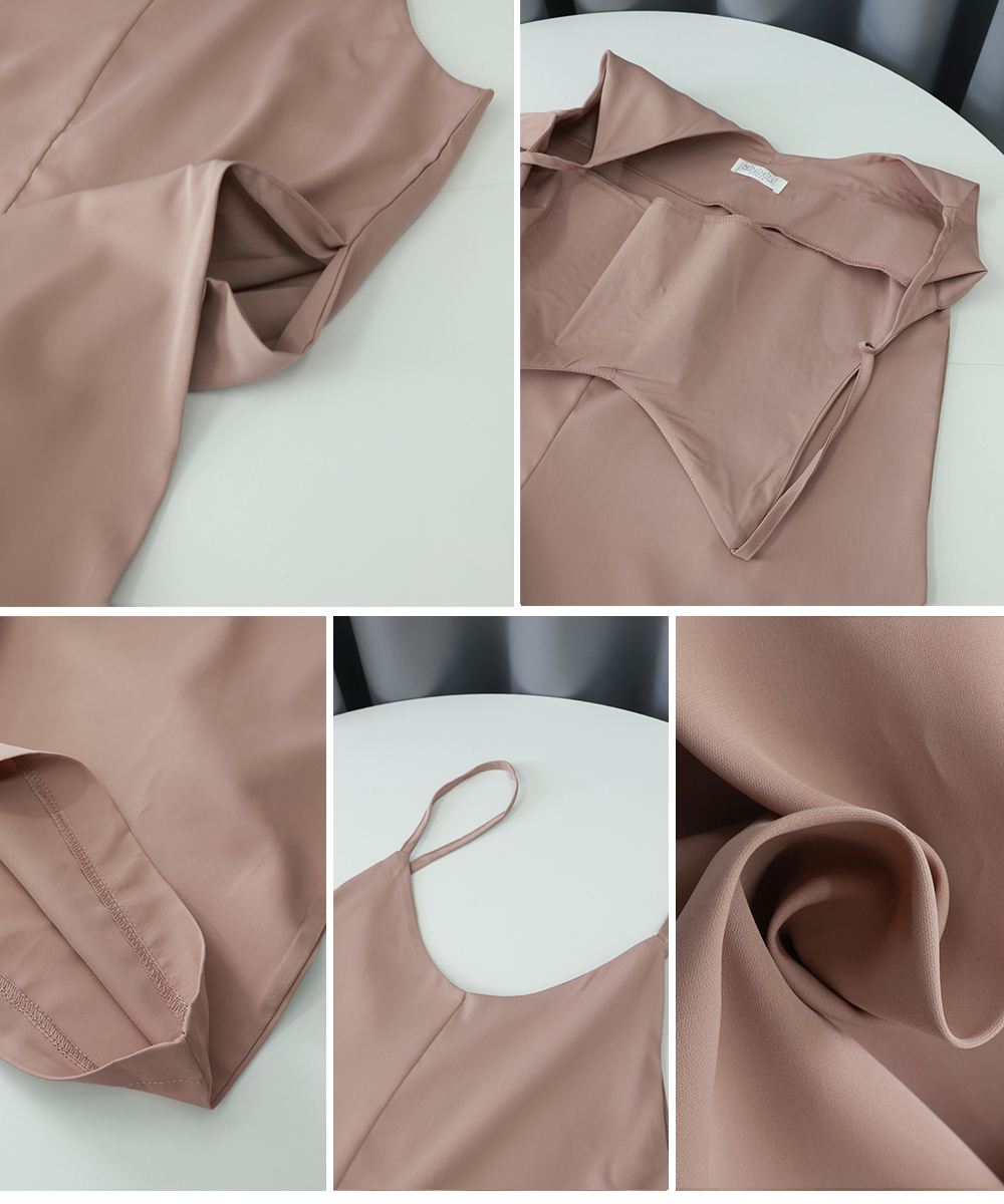 デート服 大人のVネックキャミサロペット ワイドズボン