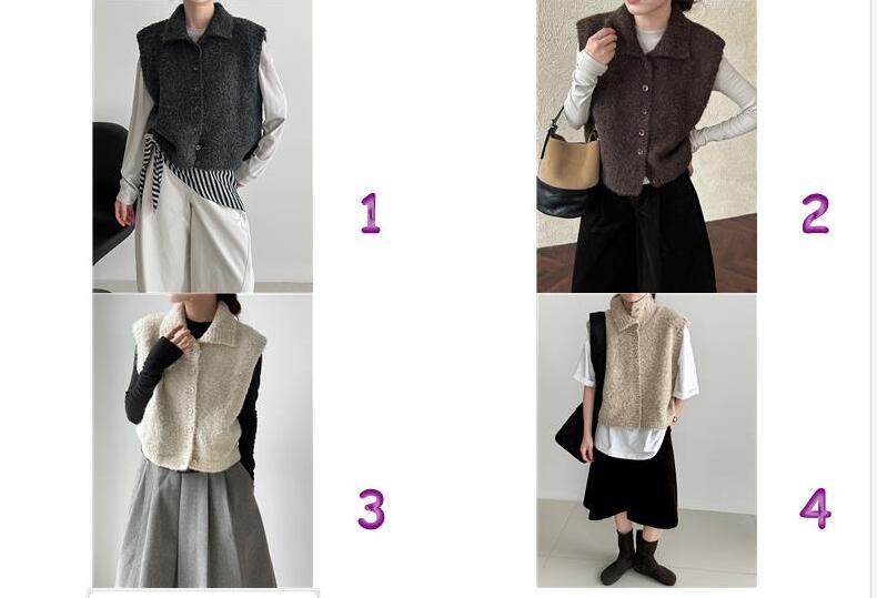 冬の新作ふわもこニットベスト韓国風デート服