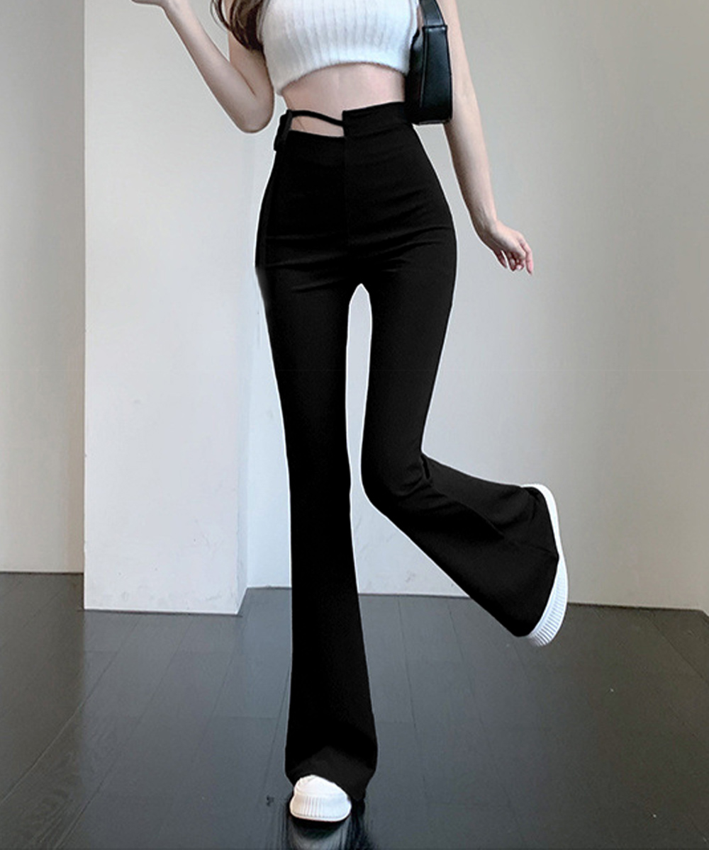 デート服 ウエストカット美脚フレアズボン