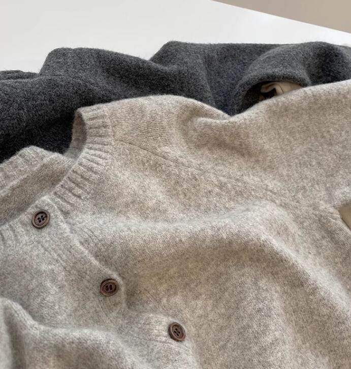 デート服 新作ふわもこニットカーディガン二色展開