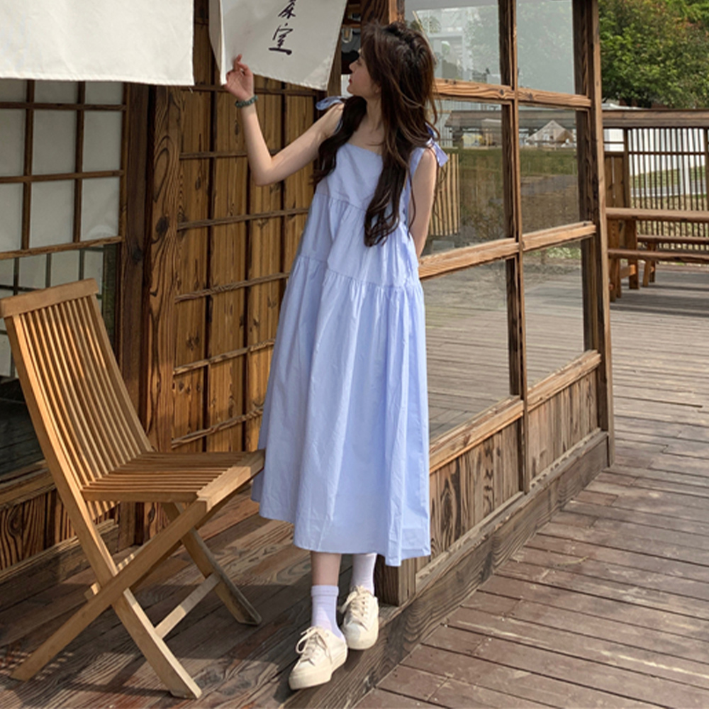 デート服 ふんわりティアード肩リボンワンピース