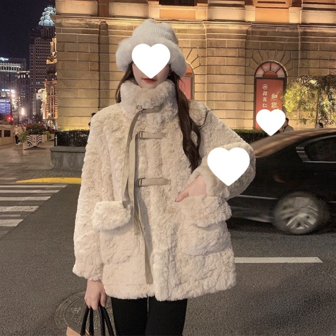 デート服 秋冬新作もこもこボアコート暖か襟付きポケット付き
