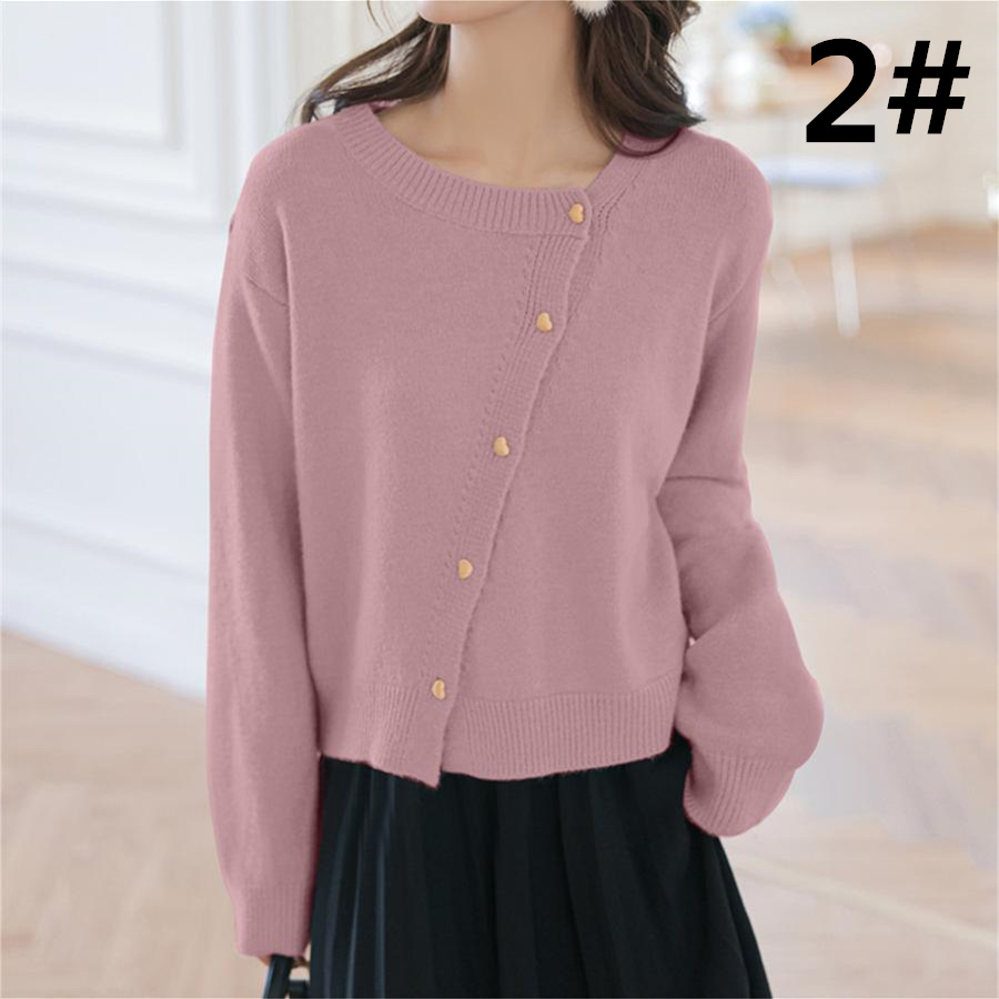 デート服 秋冬新作 やわらか無地カーディガン 長袖ニット