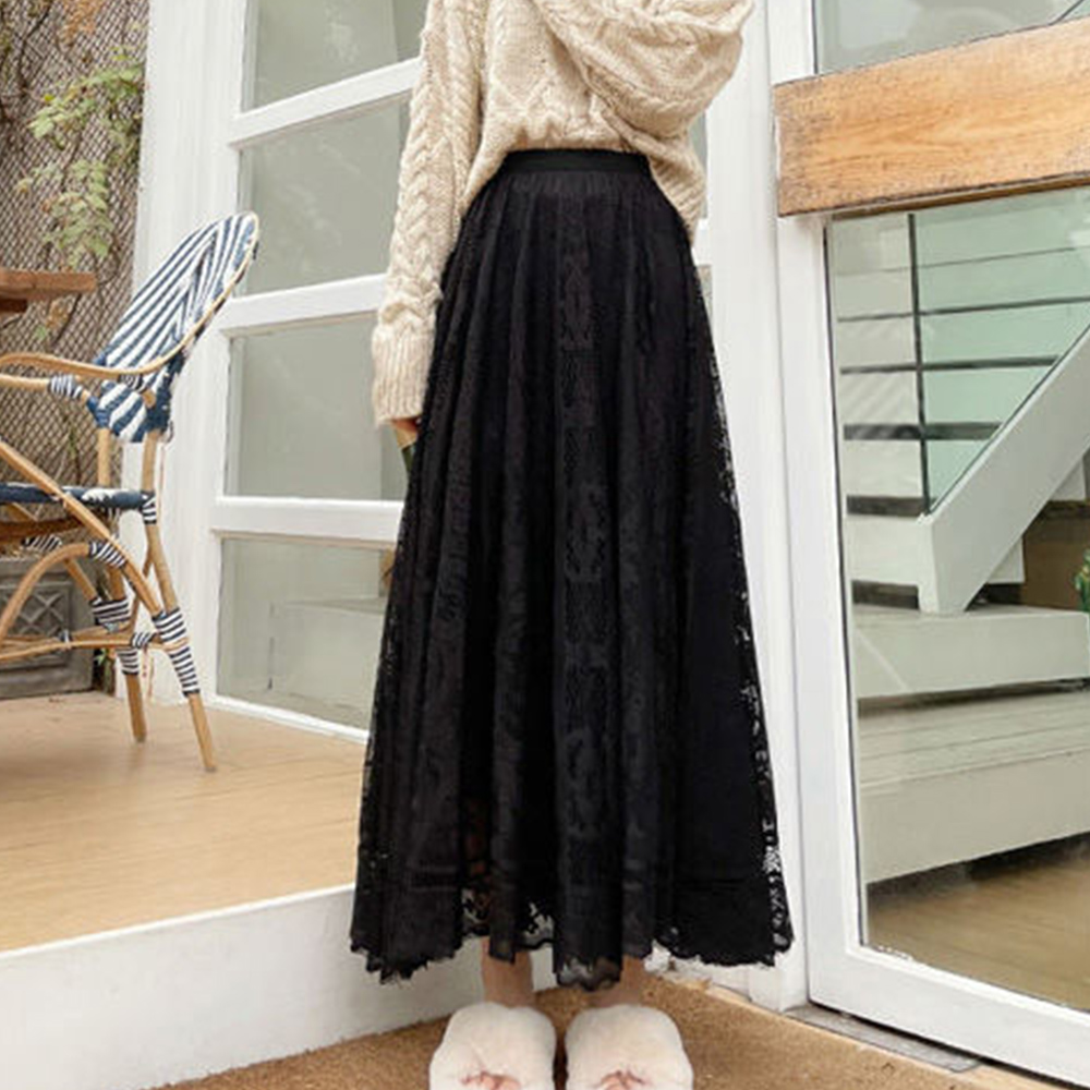 デート服 花柄レース ロングスカート デート用