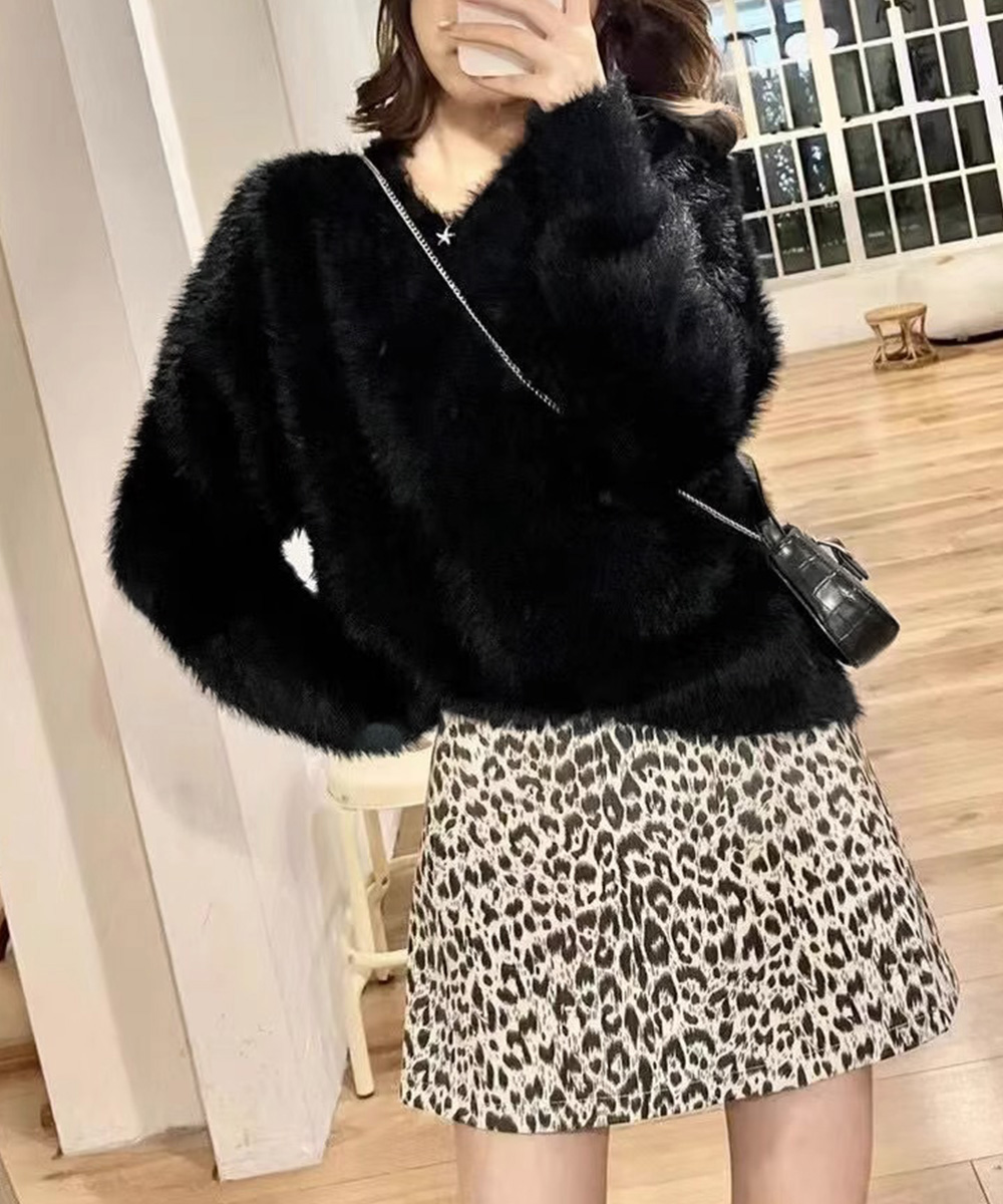 デート服 ふわふわシャギーニット秋冬あったかトップス