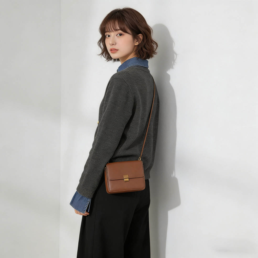 デート服 今季注目の重ね着風ニットカーディガン