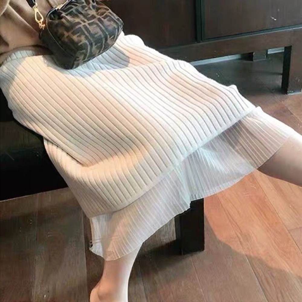 デート服 異素材レイヤード リバーシブルプリーツスカート