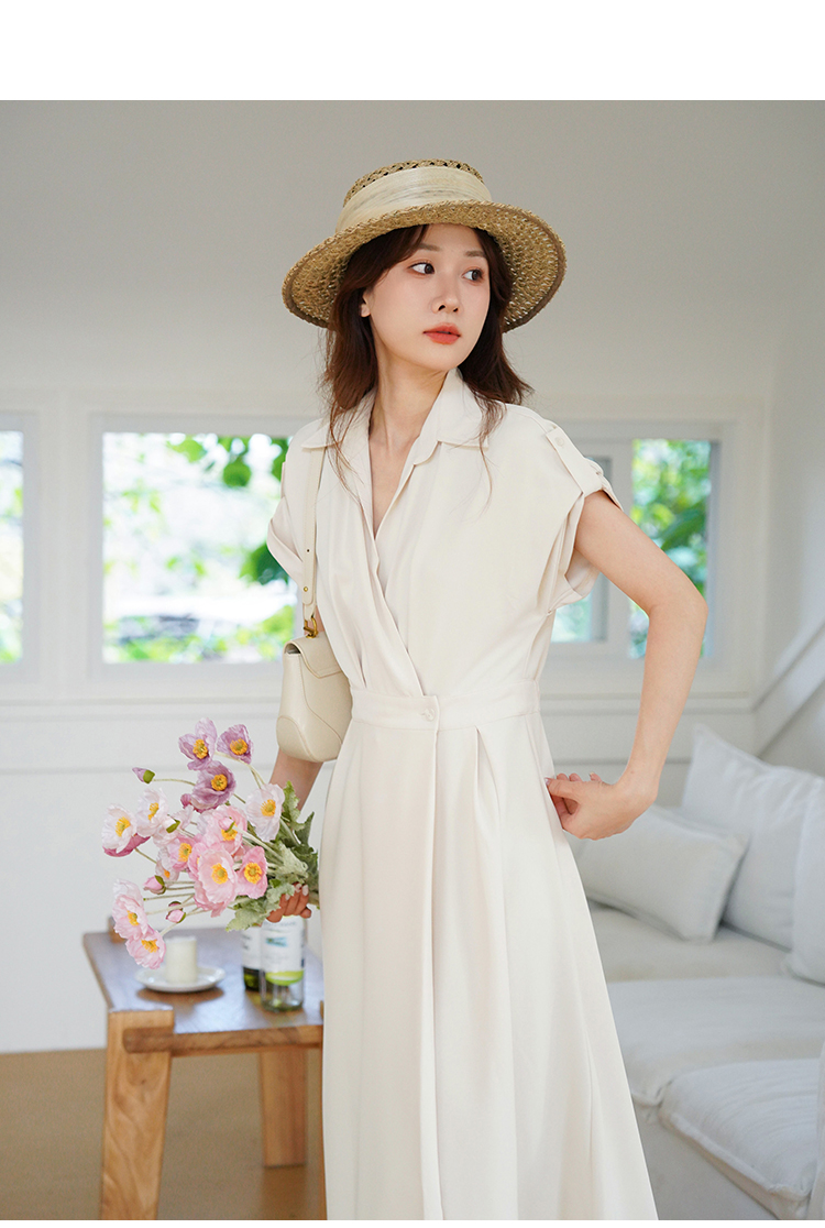 ウエストタック半袖シャツワンピース｜デート服