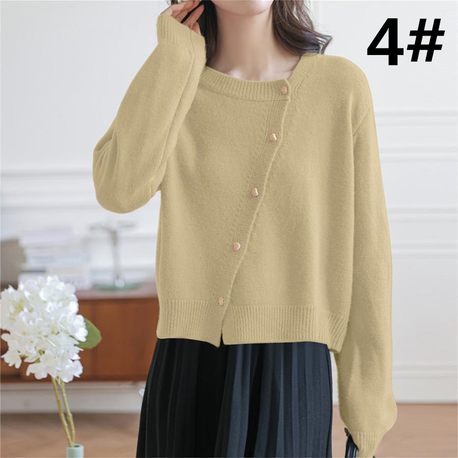デート服 秋冬新作 やわらか無地カーディガン 長袖ニット