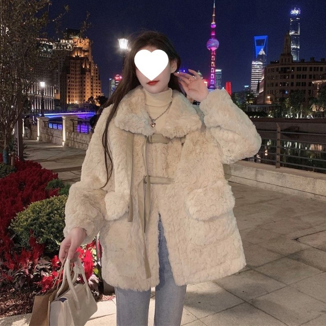 デート服 秋冬新作もこもこボアコート暖か襟付きポケット付き