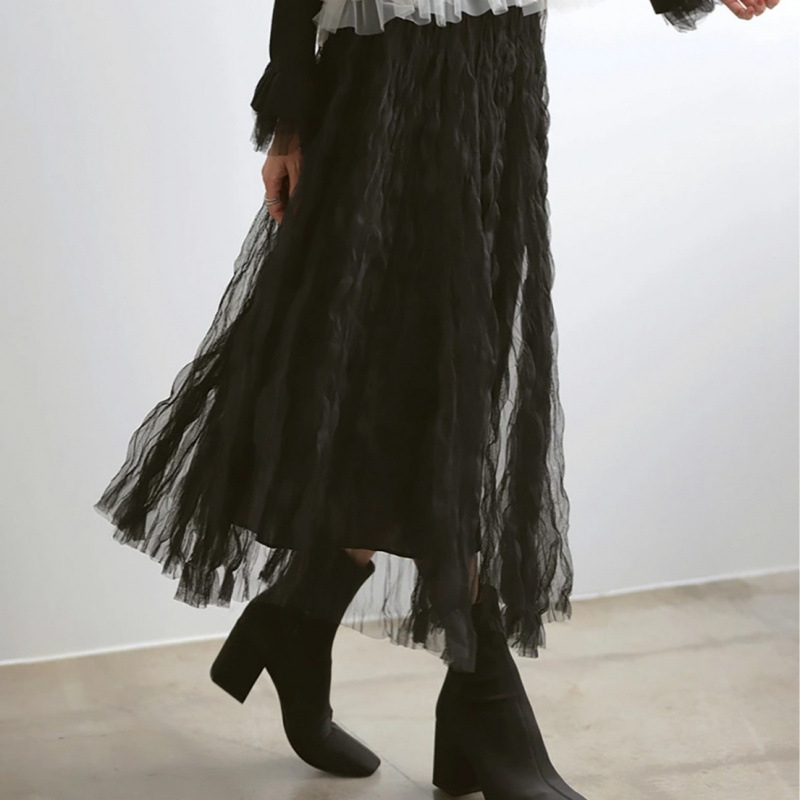 デート服 ふわふわチュールスカート韓国風レディース2色