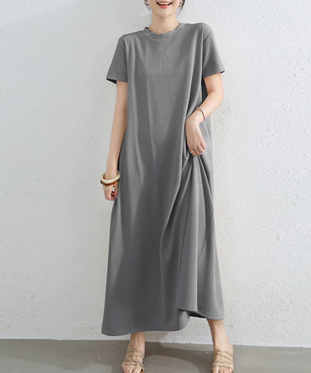 デート服 美シルエット Aラインワンピース 夏 体型カバー