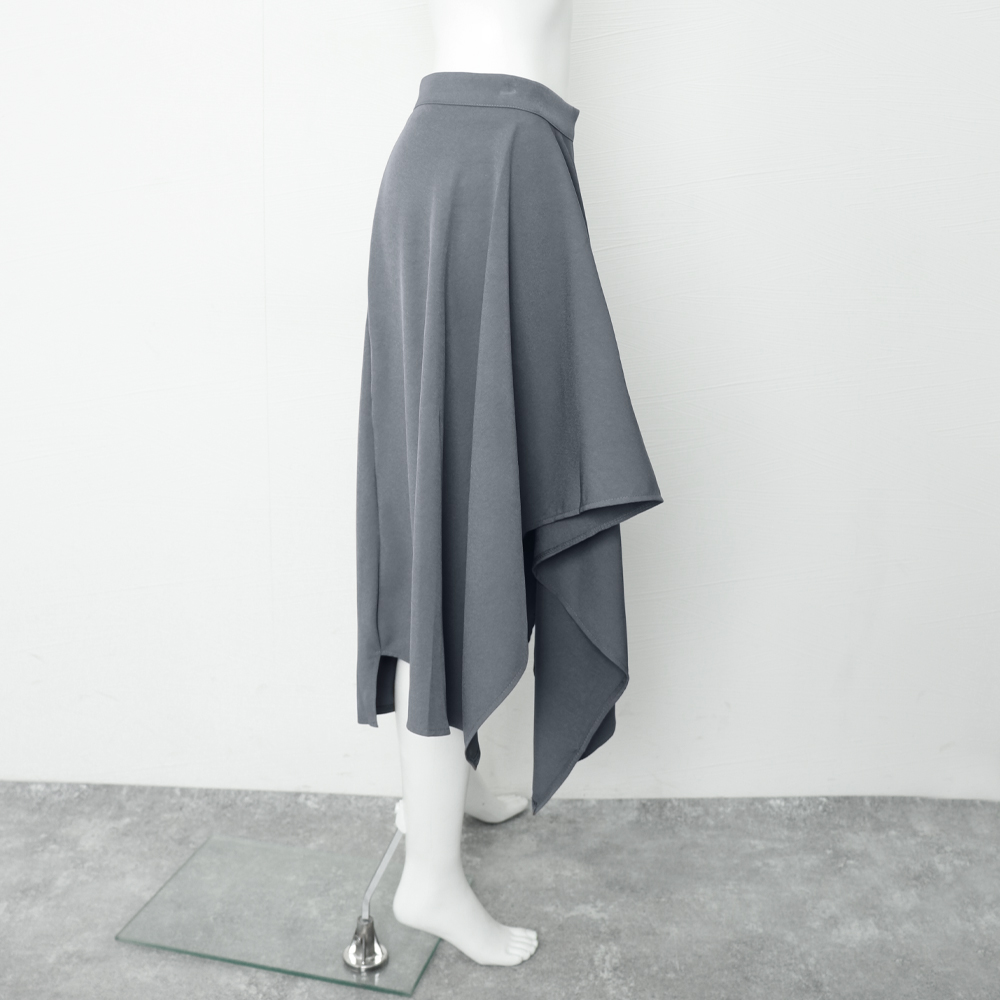 デート服 ハイウエスト変形ヘムスカート 韓国風膝下丈