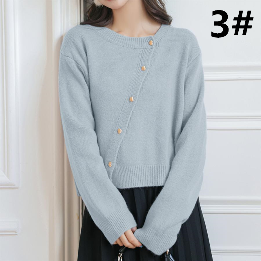 デート服 秋冬新作 やわらか無地カーディガン 長袖ニット
